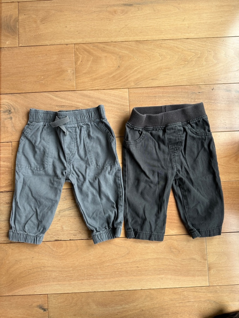 Baby 3-6 Months Elastic-Waist Cargo Pants - Gray and Charcoal
